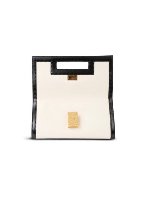 Balmain Medium-sized Black And White Leather 1945 Heritage Bag White | JWVBYCI-08