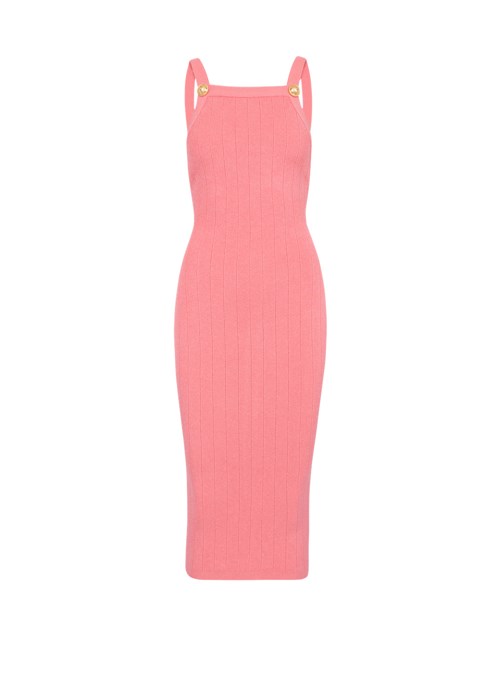 Balmain Mid-length Eco-designed Knit Dress Pink | IGCTEKZ-14