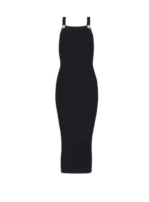 Balmain Mid-length Eco-designed Knit Dress Black | NTBWRML-95