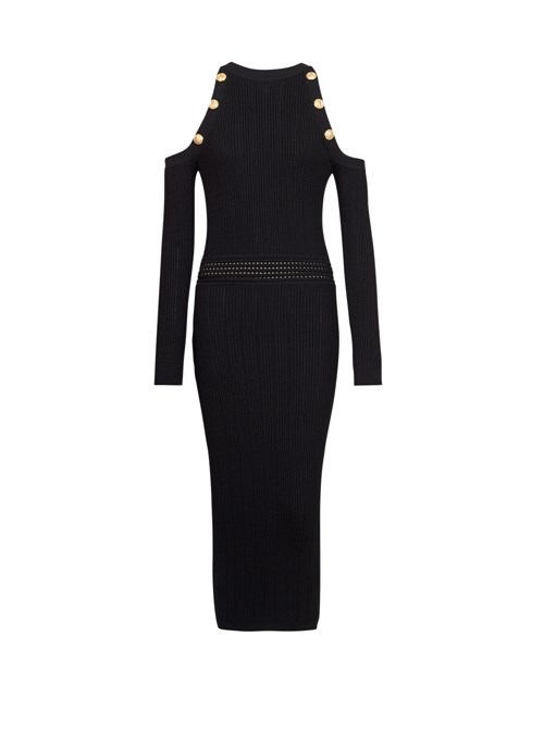 Balmain Mid-length Knit Dress Black | VMGUSQZ-79