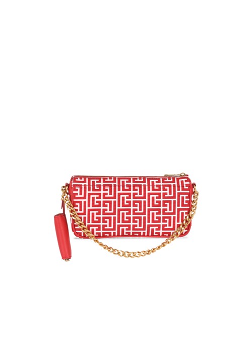 Balmain Monogram Canvas B-army Clutch Bag Red | LDGQHVW-84