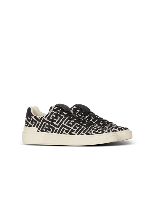 Balmain Monogram Jacquard B-court Sneakers White | VJLEHMP-72