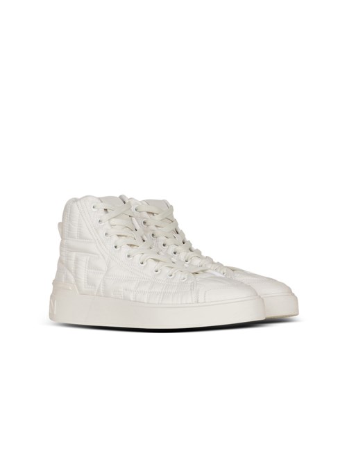 Balmain Nylon B-court High-top Sneakers With Balmain Monogram White | SORIDAT-08