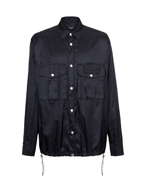 Balmain Nylon Shirt With Balmain Monogram Black | IKYWCSH-35