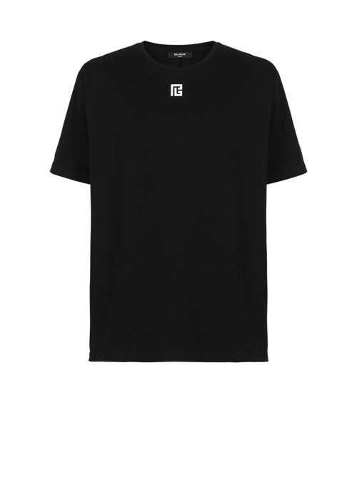 Balmain Oversized Cotton T-shirt With Maxi Balmain Logo Print Black | ORXJFPT-37