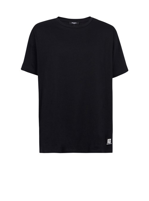 Balmain Oversized Eco-designed Cotton T-shirt With Balmain Logo Print Black | OZIBVCJ-08