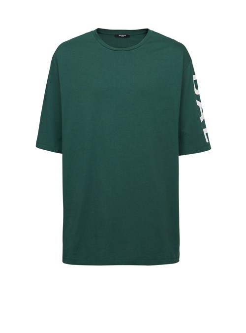 Balmain Oversized Eco-designed Cotton T-shirt With Balmain Logo Print Green | VUSPZMT-01