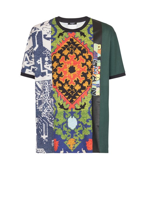 Balmain Printed Oversized Cotton T-shirt Multicolor | PAHRQKV-53