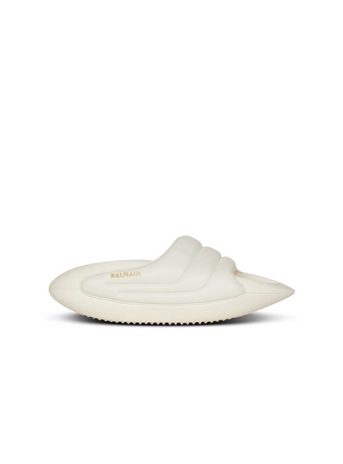 Balmain Quilted Leather B-it Mules White | ORTGAFD-56