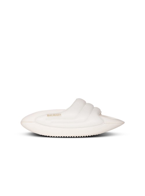 Balmain Quilted Leather B-it Mules White | ZTNQPDX-76