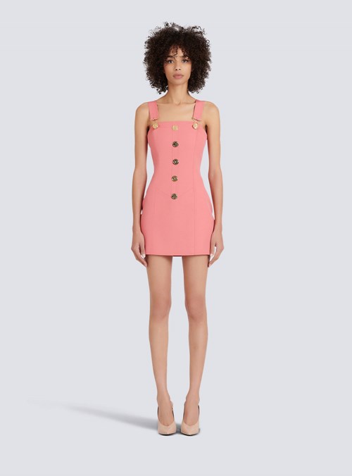 Balmain Short Buttoned Dress Pink | YPEIBWL-51