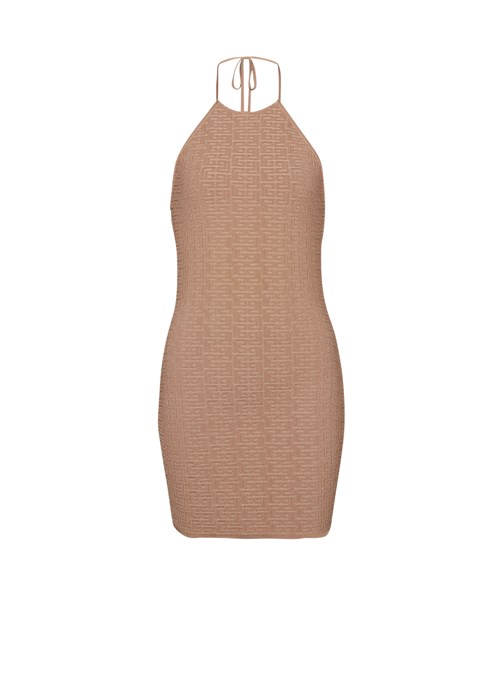 Balmain Short Eco-designed Knit Dress Beige | RJZMSQB-84