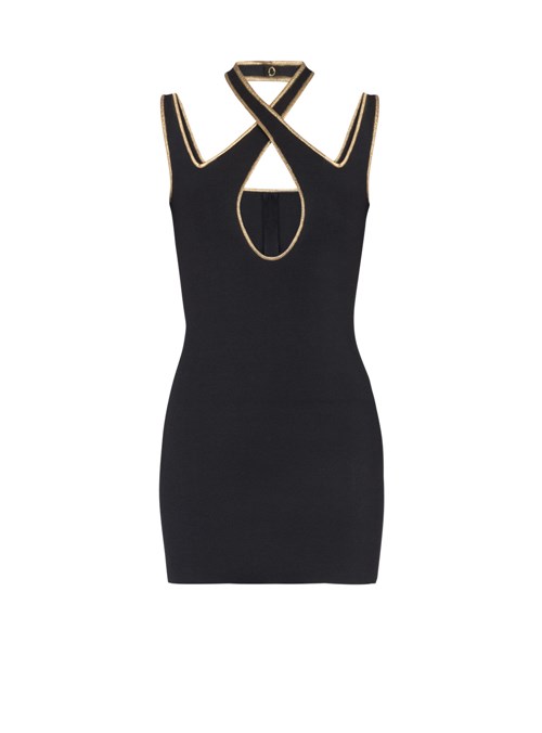 Balmain Short Knit Dress Black | HQWJNVD-38