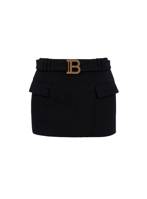 Balmain Short Wool Low-rise Skirt Black | XRCOQUT-03