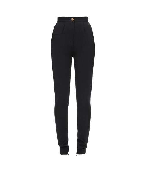 Balmain Skinny Cut Black Grain De Poudre Pants Black | OFPLQBI-41