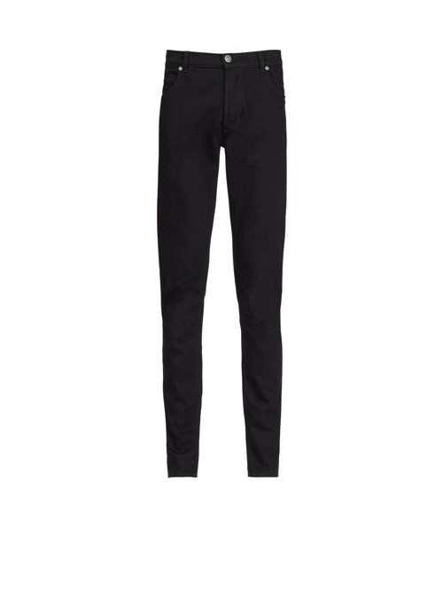 Balmain Slim Cut Cotton Jeans Black | HANMIPE-06