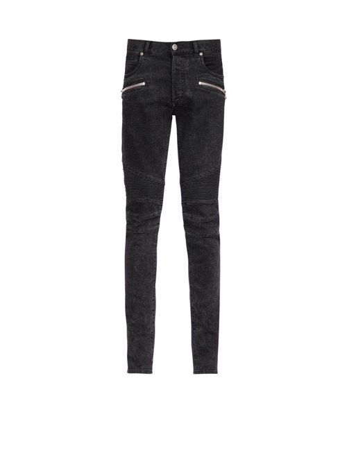 Balmain Slim Cut Cotton Jeans Black | HRICXBJ-64