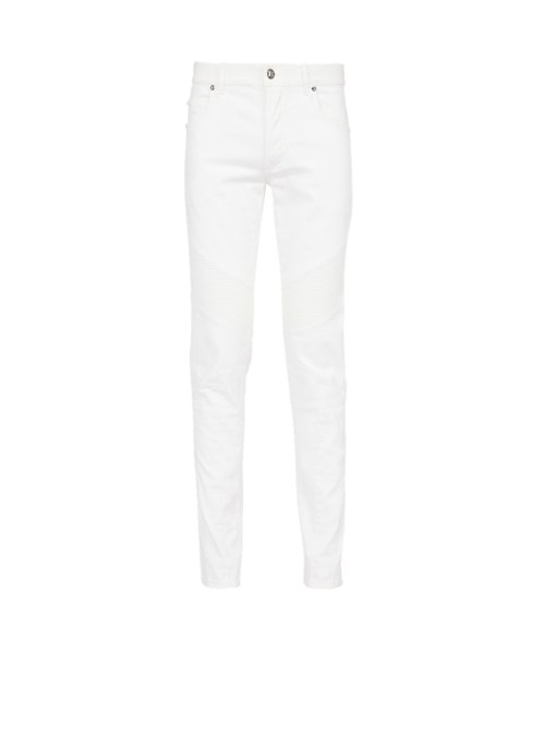 Balmain Slim Cut Cotton Jeans White | MCVYESZ-13