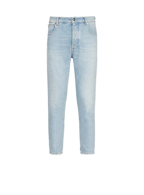 Balmain Slim Cut Eco-designed Denim Cotton Jeans With Embossed Balmain Logo Blue | JIPSOAL-46