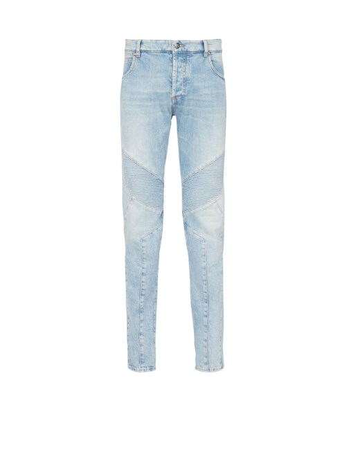 Balmain Slim Cut Eco-designed Denim Cotton Jeans Blue | NYXGSCD-57