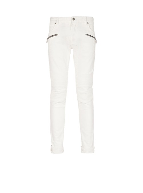 Balmain Slim-cut Cotton Jeans White | FXVYUBO-59