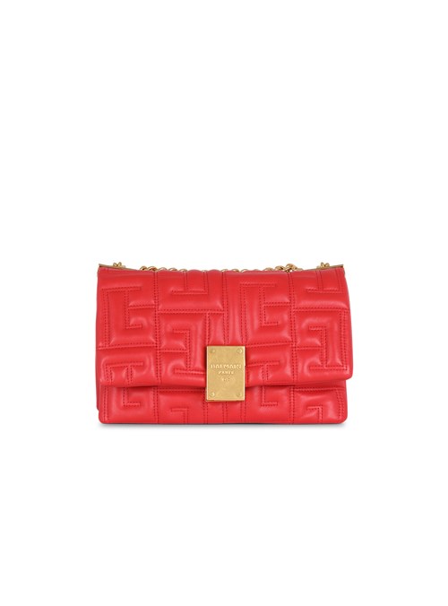 Balmain Small-sized Quilted Leather 1945 Soft Bag Red | SZMPVBW-17