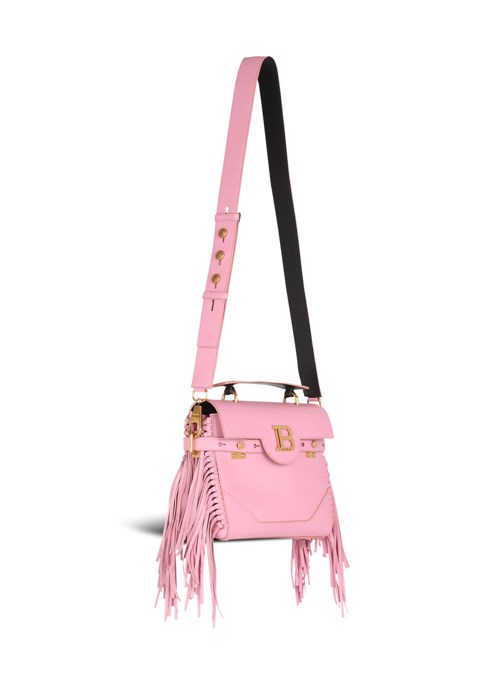 Balmain Smooth Leather B-buzz 23 Bag With Fringe Pink | AOBMCXQ-08