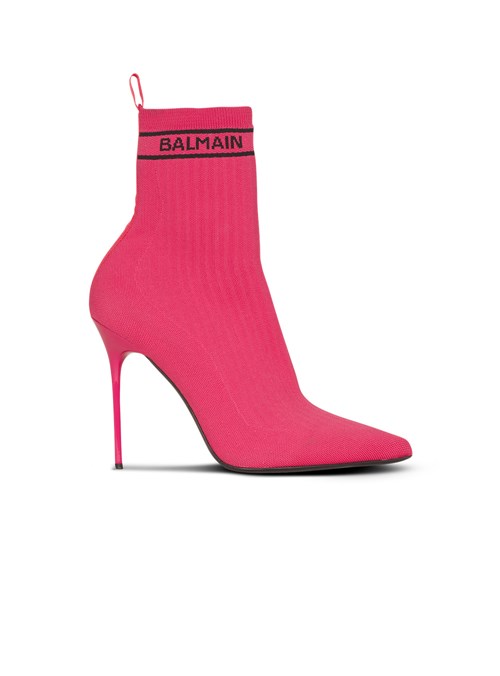 Balmain Stretch Knit Skye Ankle Boots Pink | TACNFKU-98