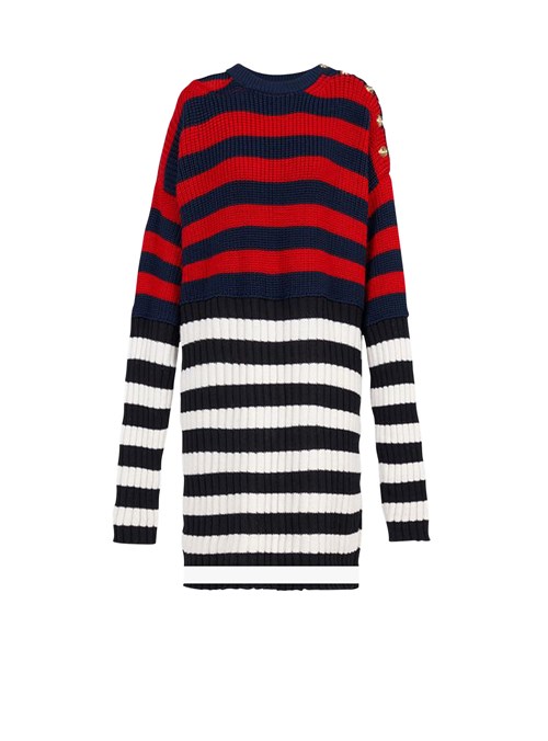 Balmain Striped Wool Dress Multicolor | CEAIVJX-10