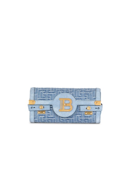 Balmain Suede And Denim B-buzz 23 Clutch Bag Blue | NQEZRWB-01