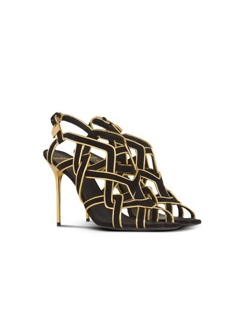 Balmain Suede Urania Sandals Black | NJMDEGA-98