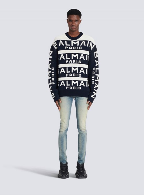 Balmain Sweater Embroidered With Balmain Paris Logo Black | YWVZTQA-06