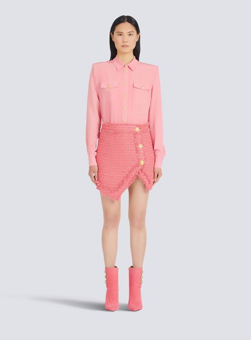 Balmain Tweed Skirt Pink | JZCREYG-02