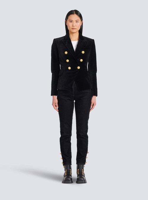 Balmain Velvet Jacket With Double-buttoned Fastening Black | KANFWTH-40