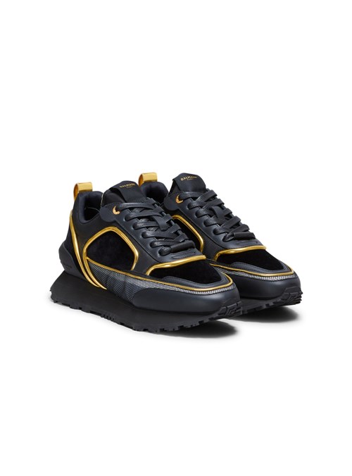 Balmain Velvet, Nylon And Mesh Low-top Racer Sneakers Gold | KCIQVMF-70