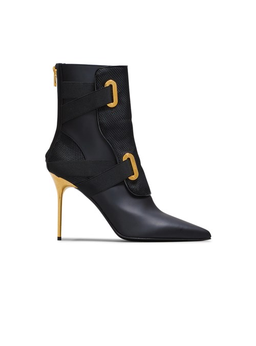 Balmain Venus Leather Ankle Boots Black | NESIAJU-43