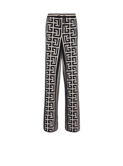 Balmain Wide Balmain Monogram Pants Black | OSBXAEW-35