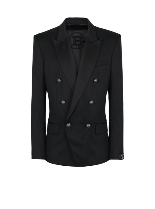 Balmain Wool Blazer With Double-breasted Silver-tone Buttoned Fastening Black | DQPAXSE-75