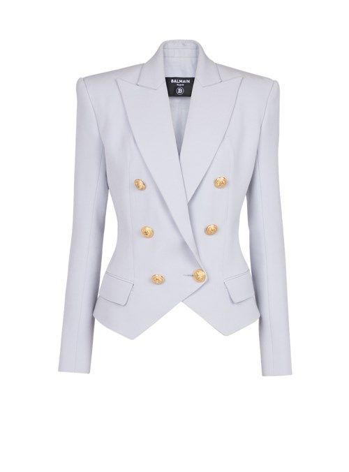 Balmain Wool Double-breasted Blazer Blue | SCPEOQF-34