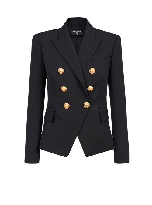 Balmain Wool Double-breasted Jacket Black | XQDIWSO-84