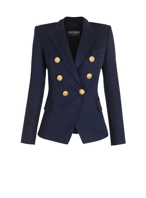 Balmain Wool Double-breasted Jacket Navy | ECIDBNA-61