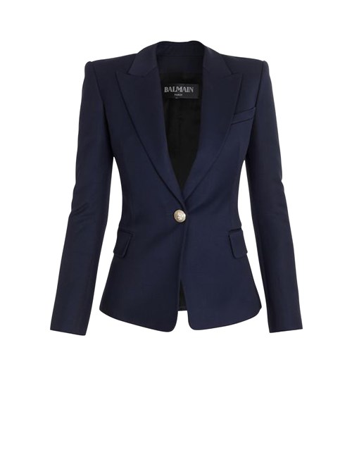 Balmain Wool Single-button Blazer Navy | PZDCGHE-30