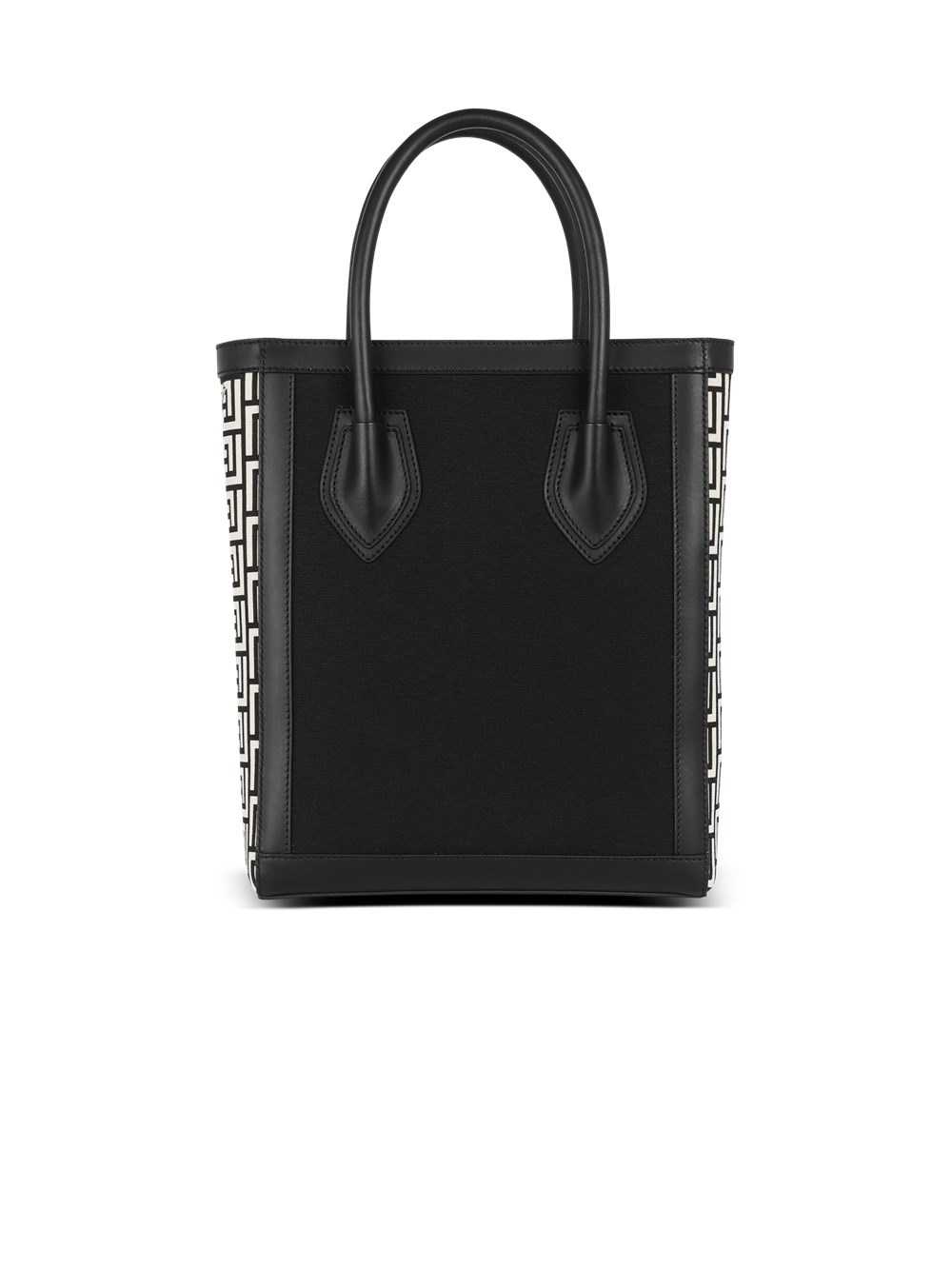 Balmain B-army 26 Canvas Bag With Leather Inserts Black | KYTWOZJ-93