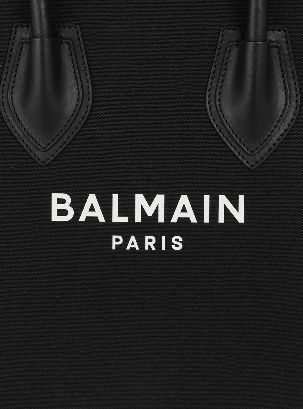 Balmain B-army 26 Canvas Bag With Leather Inserts Black | KYTWOZJ-93