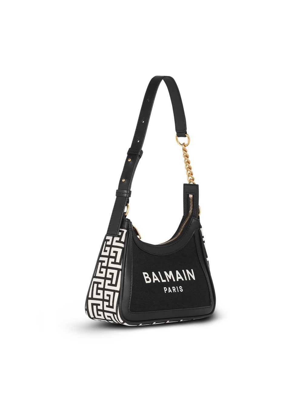 Balmain B-army Canvas Bag With Leather Inserts Black | ZINHUOB-41