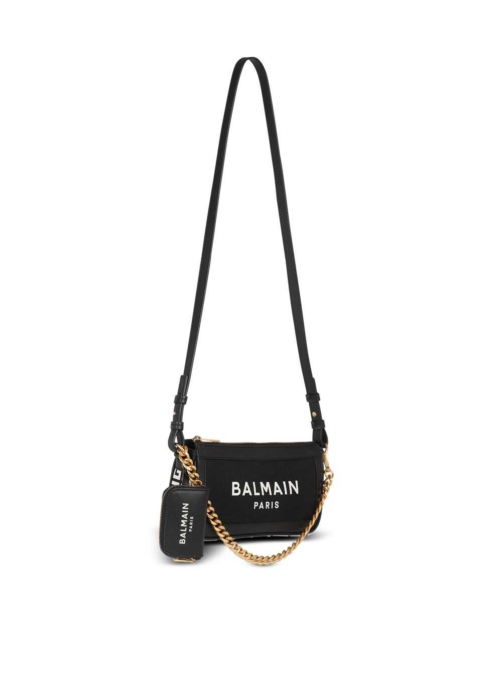 Balmain B-army Canvas Clutch Bag With Leather Inserts Black | XZMQOCY-69