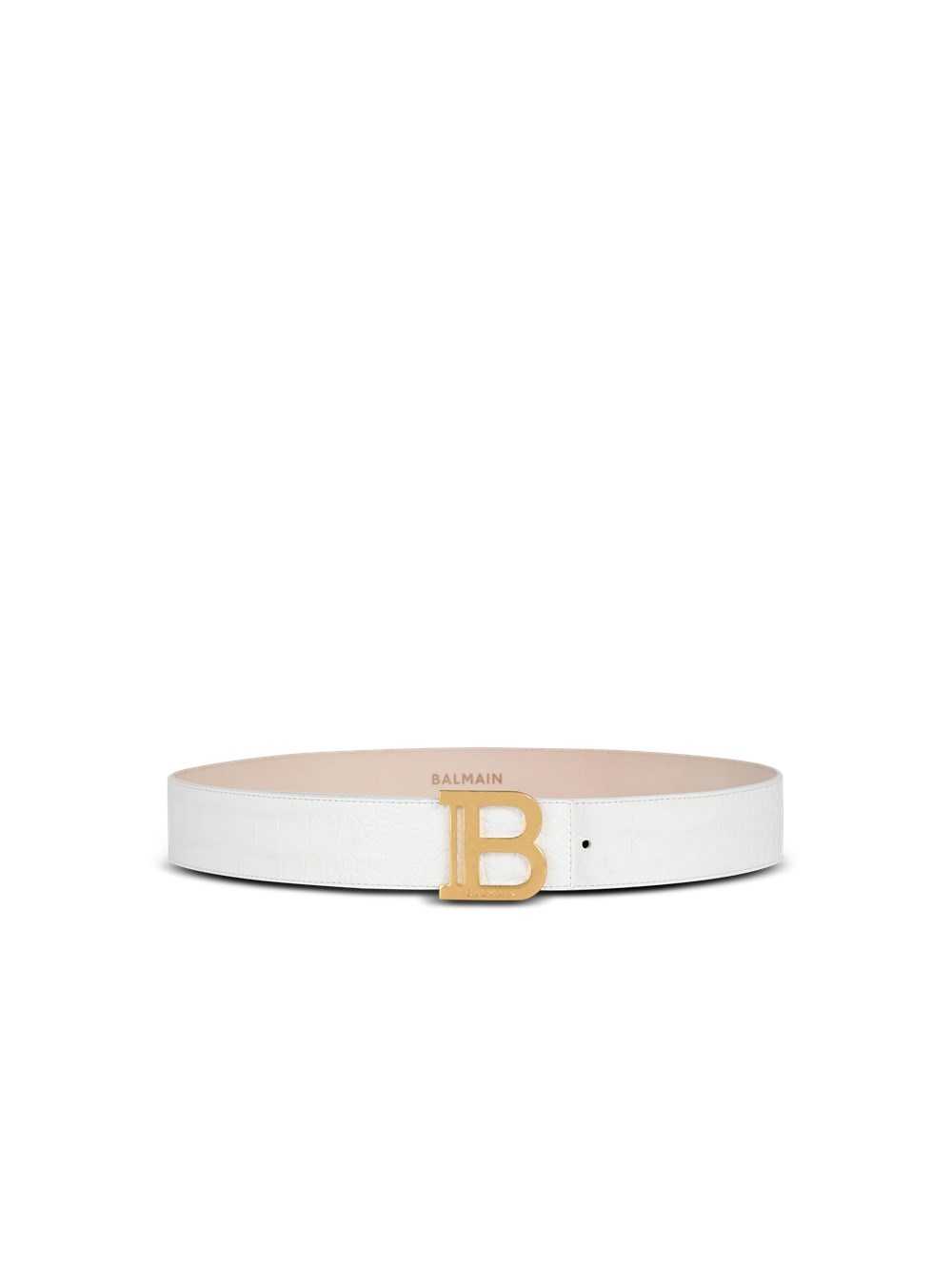 Balmain B-belt In Crocodile-embossed Leather White | UCLETQR-71