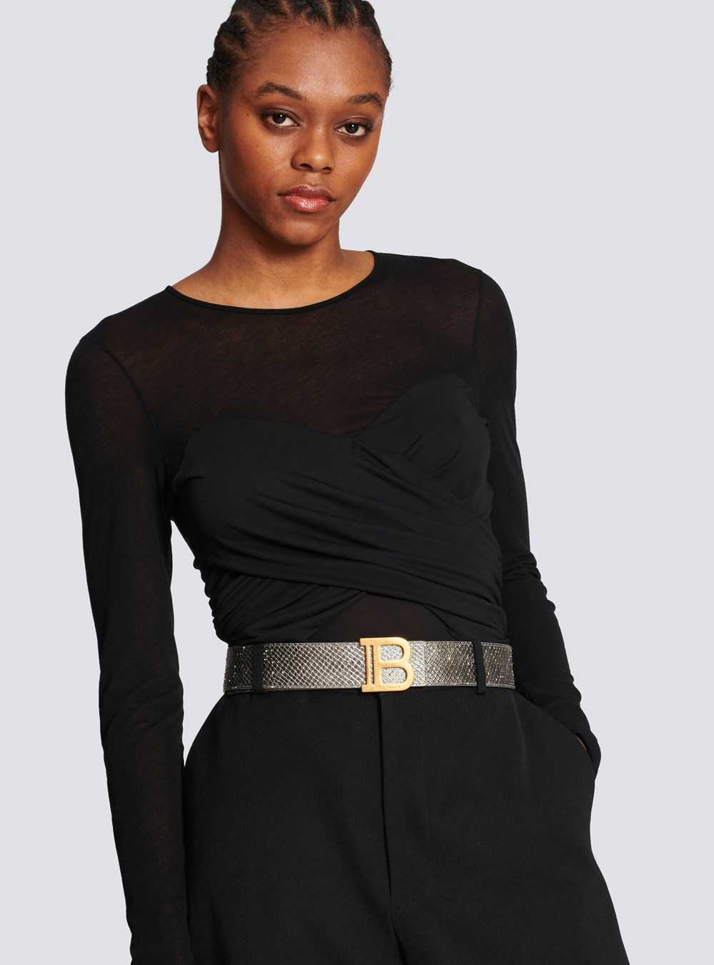 Balmain B-belt In Python-effect Leather Silver | WZSBNFQ-86