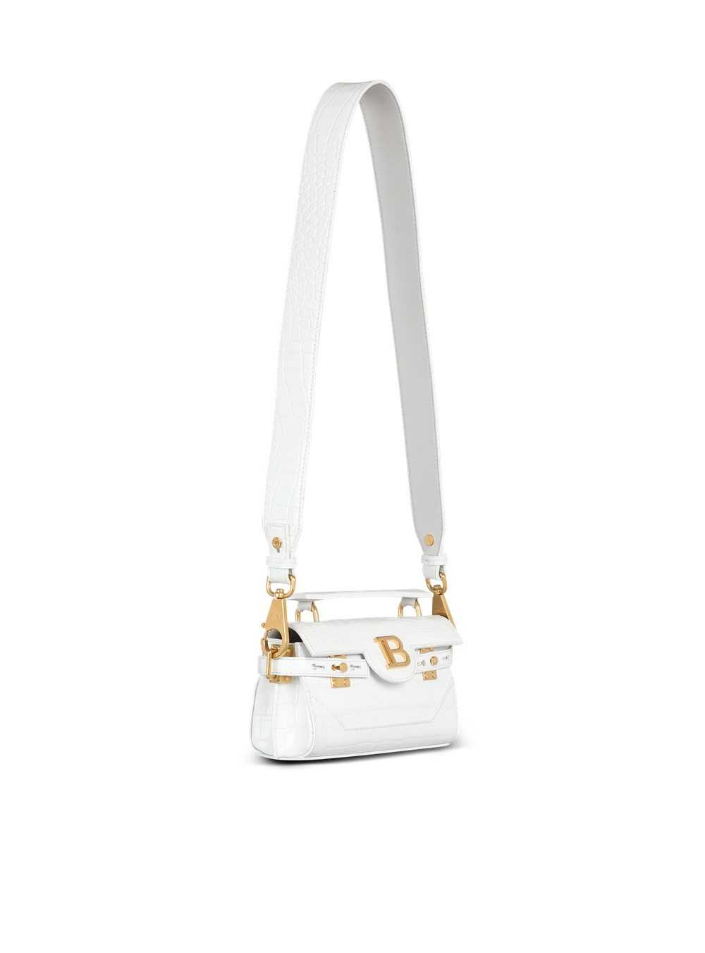 Balmain B-buzz 19 Bag In Crocodile-embossed Leather White | ZEVBWJF-93