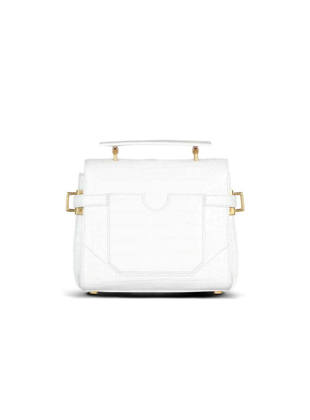 Balmain B-buzz 23 Bag In Crocodile-embossed Leather White | LNIWKYM-18